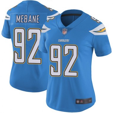 Los Angeles Chargers NFL Football Brandon Mebane Electric Blue Jersey Women Limited 92 Alternate Vapor Untouchable